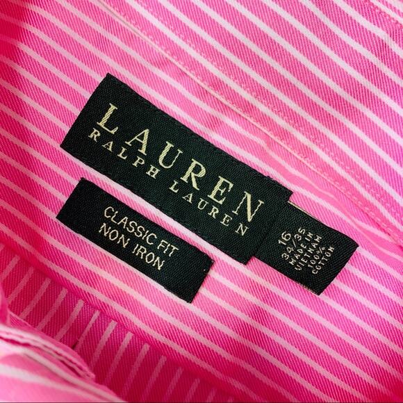 Lauren Ralph Lauren pink white stripe non iron - Picture 6 of 6